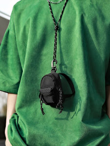 Mini Neck Hanging Bag Mens Crossbody Wallet Earphone Bag Personalized Street Style Soft PU Shoulder Bag for Youth Sports