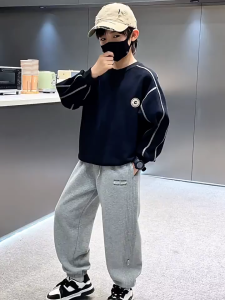 Kids Boys Casual Pants Baggy Pants Elastic Waistband Cuffed Pants 3 Pocket High Quality Boys Bottoms 7-16yrs