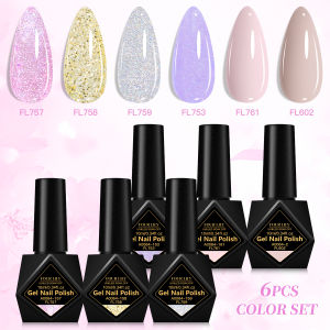 6pcs 10ml Gel Nail Polish Set HEMA Free Semi Permanent UV Varnish Nail Art Decorations for Summer Manicure Design Nail Supplies