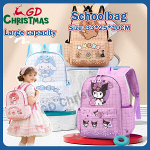 2026 Cartoon School Bag For Kids Kuromi Melody Lattice Large Capacity Cute Girls Backpack For Kid