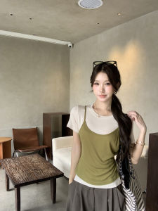 Korean Style Unique Design Pseudo Layered T-Shirt