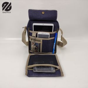 Baepack Tas Selempang Pria Premium Kanvas Xavier Navy  / Sling Bag / Tas Bahu Cowok Canvas / Organizer Travel Bag