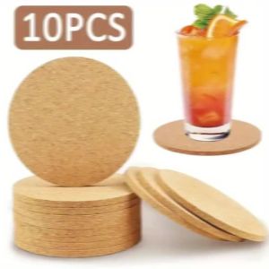 10 Miếng Lót Ly Gỗ Tròn Tự Nhiên Chống Trơn Trượt Chất Liệu Nút Chai Bền Chắc Dùng Làm Giá Đỡ Cốc Trang Trí Bàn Phong Cách Cổ Điển Dùng Cho Trà Cà Phê Đồ Uống