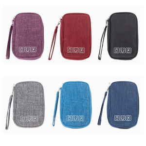 Small Canvas Zipper Cable Organiser Bags Wire Accessory Tech Pouch Storage Bag