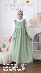 Two Mix Dress Lebaran Anak Cewek - Gamis Lebaran Anak Perempuan FREE HIJAB 12 13 14 Tahun SN599 SN600