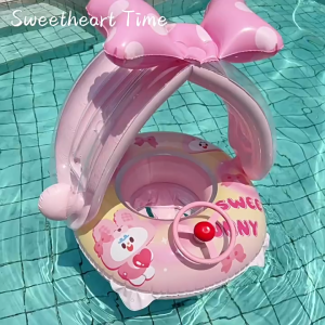 Inflatable baby swimming ring portable swimming equipment for boys and girls anti-tipping parent-child ring