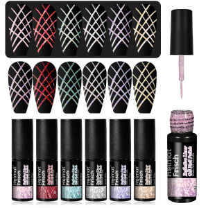 Bộ Sơn Móng Tay Gel Heimat Frisch 6 Màu 5ml Lấp Lánh Bền Lâu Chất Lượng Như Salon Dành Cho Móng Tay