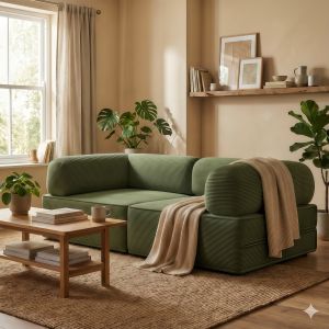 Zeen Compression Sofa Bed Convertible Floor Sofa Bed 3-in-1 Corduroy Folding Sofa Removable armrests Compressed Sofa Box Packaging Small Lounge Sofa Suitable For BedroomLiving Room