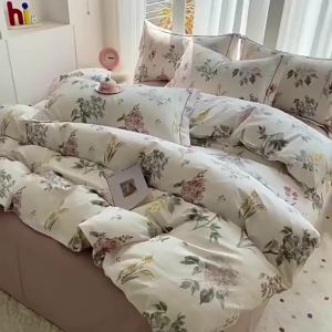 WUYINLIANGPIN | Bộ Đồ Chăn Ga Gối Hoa Cổ Điển Phong Cách Pháp Bằng Cotton