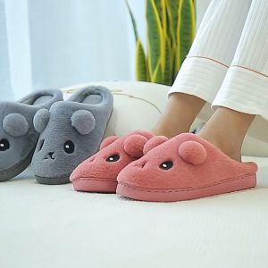 Dép bông mùa đông nam nữ hình gấu Panda siêu xinh Dép lông nữ đi trong nhà cực ấm đế nhựa chống trơn trượt thời trang