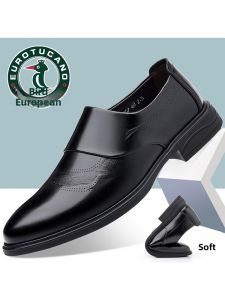 Mens Genuine Leather Slip-On Shoes Breathable Formal Business Wedding Shoes Soft Bottom Casual European Tucano Woodpecker