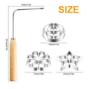 Waffle Mould Set With Wooden Handle Durable Rosette Cookie Bunuelos Tool Star Flower Circle Waffle Maker Kitchen Accessories