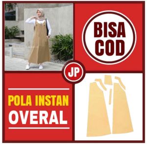 Pola Instan Gamis Overall - Pola Overall Wanita Dewasa