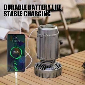 Có thể sạc lại xách tay Quạt đèn lồng cắm trại năng lượng mặt trời đèn Đèn LED khẩn cấp ánh sáng Quạt điện sạc dự phòng treo trong lều đèn đèn pin cho văn phòng ngoài trời câu cá