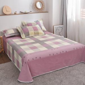 Thickened Pure Cotton Linen Bed Sheet Set Three Pieces Old Rugged Cloth Cooling Mat Cotton Linen Double Thickened Grids Machine Washable