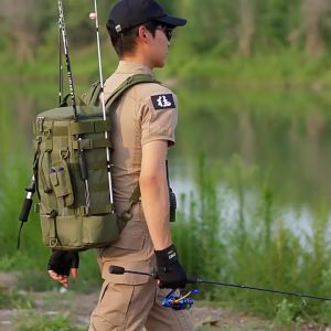 4in1 Multi-functional Fishing Backpack Waterproof Lure Bag Backpack Fishing Rod Bag Large Capacity Equipment Storage Tool Bag Moving Tool Backpack Shoulder Bag Luggage Bag