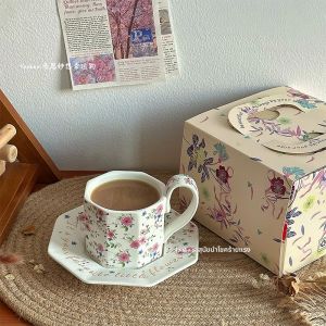 ชุดแก้วกาแฟเซรามิกพร้อมจาน ชุดของขวัญสำหรับงานแต่งงานใหม่ ชุดของขวัญวันเกิด เข้าพักใหม่ ชุดมugs คู่รัก ของขวัญวันวาเลนไทน์