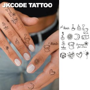 ลายสัตว์น่ารัก - ลายโคอาล่า ช้าง และหมู พร้อมคำศัพท์ภาษาอังกฤษ - รอยสักนิ้วมือสำหรับผู้หญิงน่ารักสำหรับมือ คอ และเท้า รอยสักชั่วคราวกันน้ำติดทนนาน - สติกเกอร์ติดผิวกายลายสักสวยหรู ติดทนนาน 15 วัน