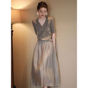 Elegant French Style Mid-length Dress 2 Pieces
