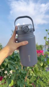 Bình đựng nước giữ nhiệt 1500ml có ống hút và nắp bật khóa đậy kin  có quai xách chắc chắn  giữ nóng 10 giờ giữ lạnh 20 giờ