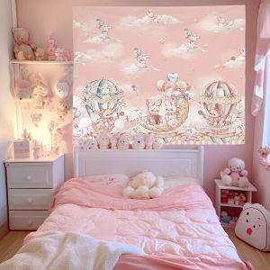 VIKAMA Vintage Búp Bê Vườn Nấm Thỏ Tường Thảm Retro Hoa Thiên Nhiên Trang Trí Nhà Mềm Mại Polyester Bền Nghệ Thuật Poster