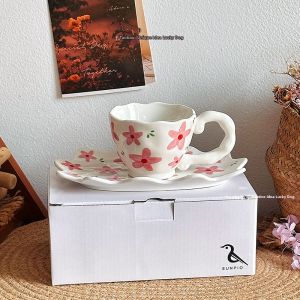 Vintage Floral Ceramic Coffee Cup Set