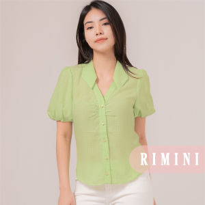 RIMINI -  Atasan Wanita Blouse Formal Lengan Pendek Puff Crinkle XS-4XL - Xavia Top 85597