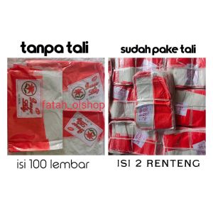 1Pak isi 100 Lembar Bendera Plastik Merah Putih Bendera Tali Terpisah 10 Meter