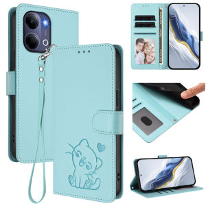 Casing for vivo Y11d Y05 Y21 5G Y11 5G Cute Cartoon Cat Flip Wallet PU Leather Book Cover Case Card Slot Design