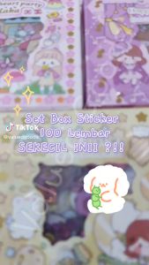 Sticker Box SENMU 100 lembar Mini - PINK UNGU BIRU HIJAU RANDOM - stiker boks 1 set lucu gambar cute girl lucu unik stempel label hiasan hadiah anak sekolah alat tulis