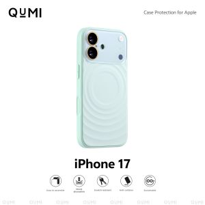 QUMI | Ice Mist Blue Large Window Wavy Protective Case iPhone 17/17 ProMax