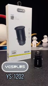 【YESPLUS】CAR CHARGER YS-1202 4.8A 2USB SAVER SMALL STEEL CANNON DAN KABEL DATA ORIGINAL