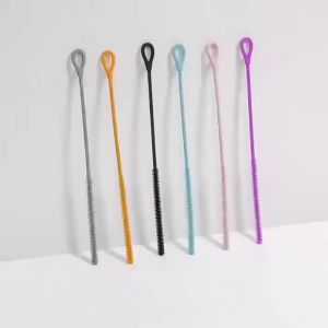 2PCS Straw Cleaner Brush Extra Long Silicone for Stanley Cups Reusable Straws Deep Cleaning Flexible Bristles Dishwasher Safe