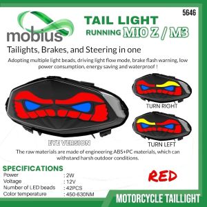 Mobius Lampu Stoplamp LED EYE Version Running Yamaha MIO Z/M3 - Motorcycle Tailight 5646 42PCS LED 450-630NM Smoke Mika Kabel Hitam Merah Biru Kuning Kendaraan