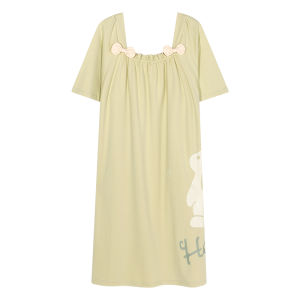 Váy ngủ nữ MiiOW làm bằng vải cotton cổ chữ Vuông tay ngắn thoải mái