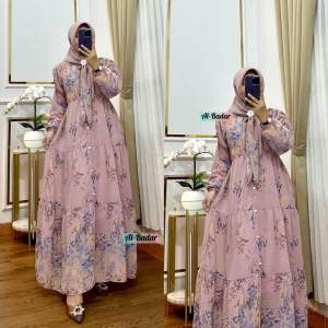 SET SYARI CERUTY MOTIF ETNIK VARIASI KANCING