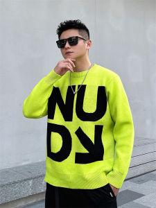 Autumn and Winter Knitted Sweater Men Fashion Brands Loose Easiest for Match Casual Sweatshirt Youth Couple round Neck Pullover Letter Sweater