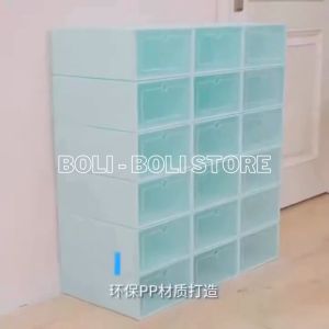 PROMO PAKET 10PCS!! Kotak Sepatu Lipat Transparan Serbaguna Shoes Storage Box Organizer Rak Sepatu Plastik Multifungsi
