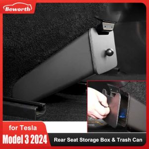 for Tesla Model 3 Highland 2024 Rear Seat Storage Box Backseat Magnetic Suction Trash Can Garbage Bin New Model3+ Accessories