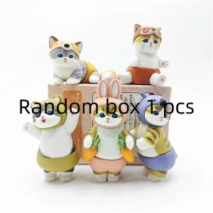 In Stock Mofusand Cute Cat Wearing Rabbit Head Cover Blind Box Handmade Model Toy Doll Desktop Ornament Healing Gift