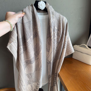 Khăn Choàng Lụa Vải Cotton Pha Trộn Hình Học Nghệ Thuật Thời Trang Cho Nữ 130cm Khăn Quàng Vai Chống Nắng Du Lịch Mùa Hè