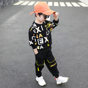 Cool Street Style Sweatshirt Set for Boys Spring Autumn Two Piece Sportswear Trendy And Handsome Youth Long Sleeve Pants