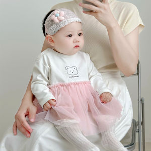 Spring Autumn Princess Dress for Baby Girls Infant Maternity Cotton Polyurethane Elastic Fiber No Bones Full Month Dress