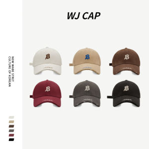 【WJ】B-letter embroidered baseball cap for men and women with a large head and duckbill cap wide brim to show small face