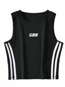 GoldenTP Original Strap Vest Summer Outdoor Thin Short Black Slim Sleeveless Base Shirt Street Style Cotton Spandex Solid Color