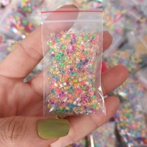 Bịch 100 hạt cườm nhựa acrylic hạt nhựa pha lê trong ánh xà cừ đẹp 3li làm trang sức