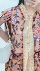 6202 Nymia Set Dress Outer Brukat Tile Dress Pesta Kondangan