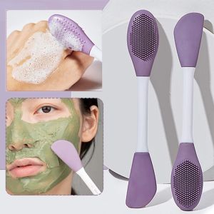 Double Head Silicone Facial Mask Brush Facial Massage Cleaning Brushs Cosmetic Foundation Brush DIY Mud Film Scraper