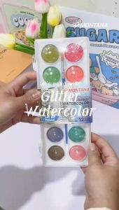 MONTANA Water Color Glitter Cat Air 12 Warna Water Soluble Pointbrush Included TWFC-12