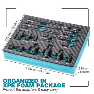 20PCS Socket Adapter and Reducer Set Impact Socket Adapters Includes Reducers Universal Joints Socket Adapter Extension